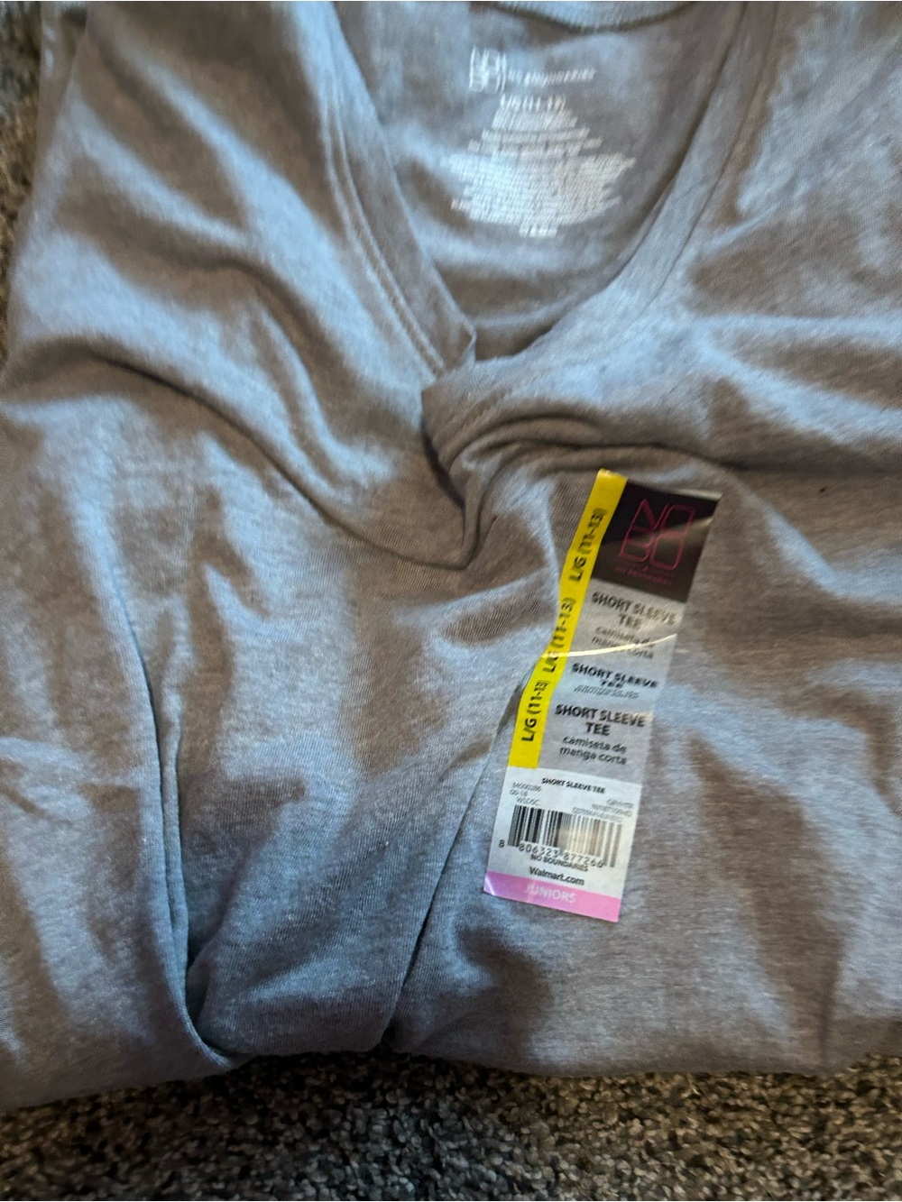 NWT No Boundaries Gray Heather V-Neck Short Sleeve Tee Shirt Juniors L 11-13